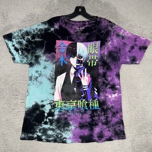 Tokyo Ghoul Ken Kaneki T Shirt Men's Sz‎ M Tie Dye Split Face Anime Manga Tee